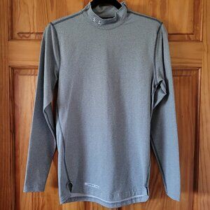 Men's Under Armour heather gray COLDGEAR long sleeve shirt with mock turtle neck